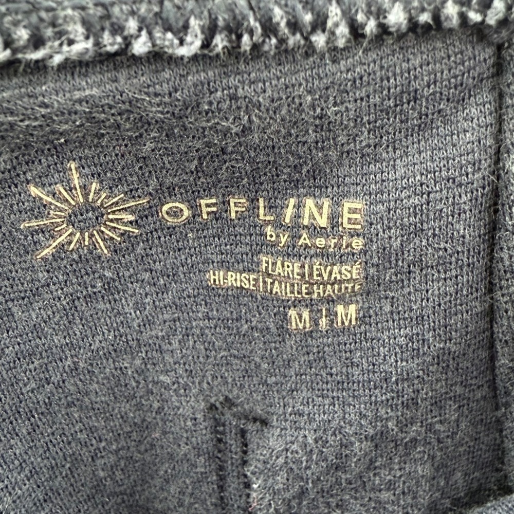 Aerie Offline Navy Blue Textured Flare Leggings Pants Medium - Picture 4 of 7